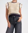 Elan Crewneck Cap Sleeve Sweater In White