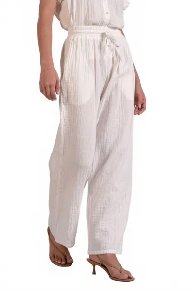 Elan Gauze Drawstring Pant In White