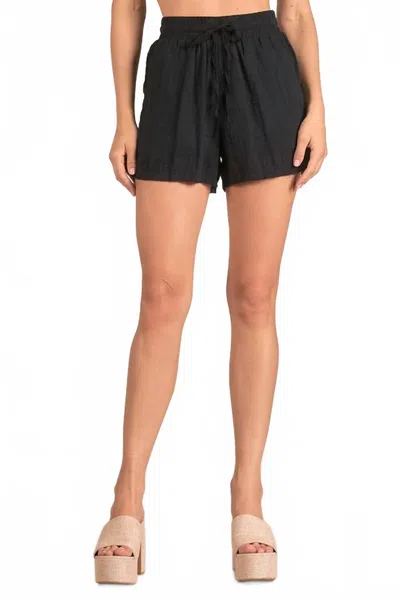 Elan Gauze Drawstring Shorts In Black In Animal Print