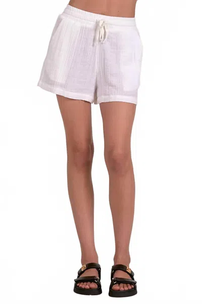 ELAN GAUZE ELASTIC SHORTS IN WHITE