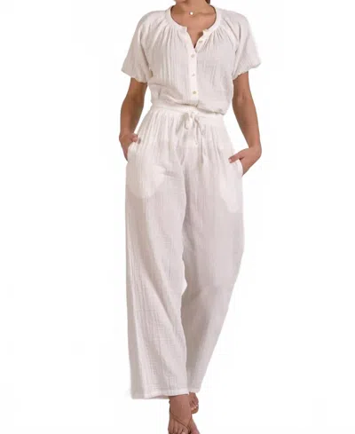 Elan Gauze Smocked Pants In White