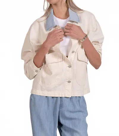 Elan Gia Jacket In White / Denim In Neutral