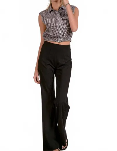 Elan Gideon Stretch Knit Flare Pant In Black