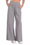 Elan Gingham Wide Leg Pants In Black Gingham In Gray