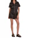 Elan Goodness Zip Up Romper In Black In Black