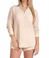 Elan Got Me In Gauze Button Down Top In Beige In Neutral