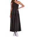 Elan Black Gauze One-strap Smocked Dress In Black