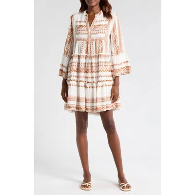 Elan Grecian Cover-up Dress In Beige 2tone