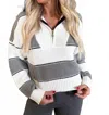 Elan Half Zip Collared Sweater In Heather Grey In Multi