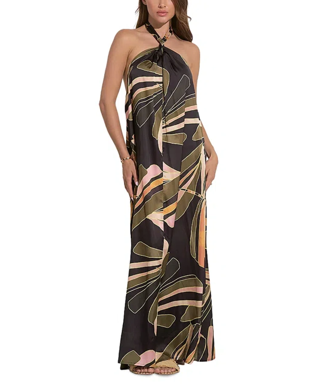 elan maxi halter dress Veronica In Black In Multi Sub:Maxi Dresses
