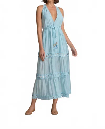 Elan Halter Maxi Dress In Brt Blue