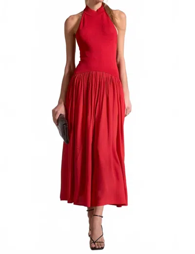 Elan Halter Midi Dress In Red