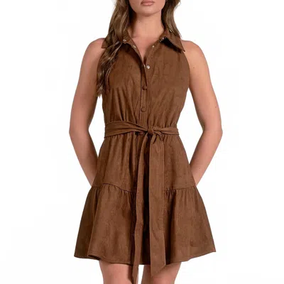 Elan Halter Mini Dress In Brown
