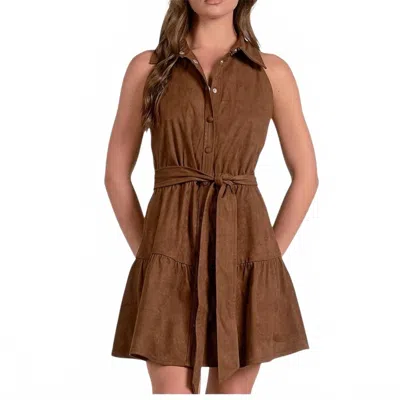 Elan Halter Mini Dress In Chocolat In Brown