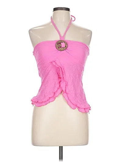 Pre-owned Elan Halter Top Pink Halter Neckline Tops