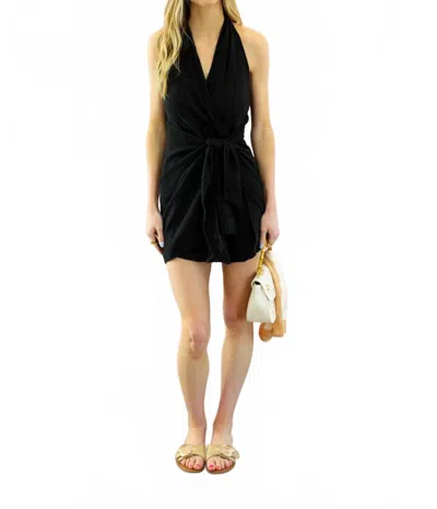 Elan Halter Wrap Dress In Black
