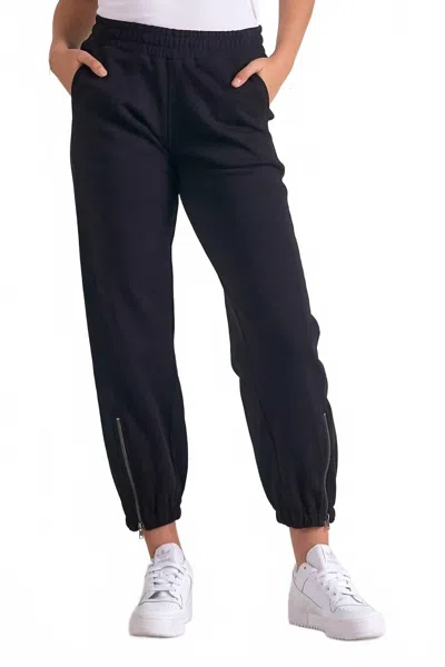 ELAN HARLOW SIDE ZIPPER JOGGER IN BLACK
