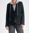 ELAN HARPER HOODIE BLAZER IN BLACK/SILVER