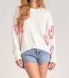 Elan Heart Crewneck Sweater In Off White In Neutral
