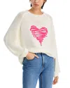 Elan Heart Crewneck Sweater In Off White