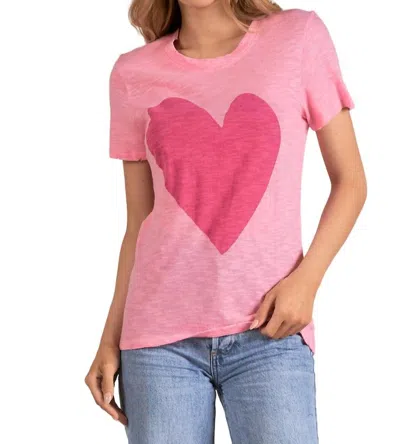 Elan Heart Graphic Crewneck Tee In Pink