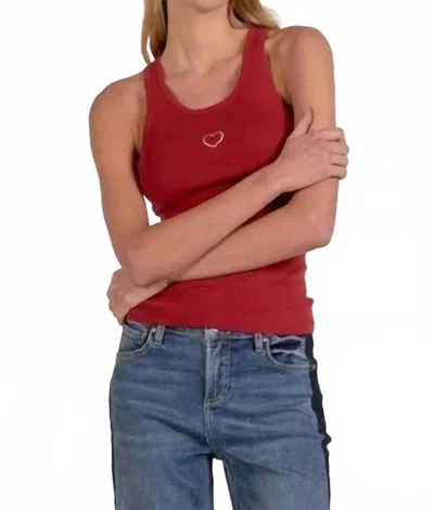 Elan Heart Stitched Tank Top In Red