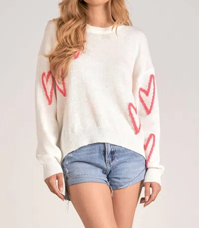 Elan Heart Sweater In Off White
