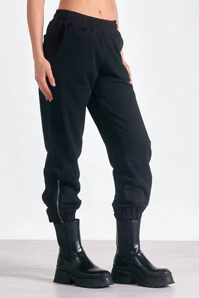 Elan Heather Jogger With Zipper Detail In Black