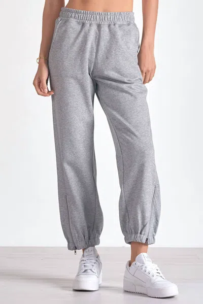 ELAN HEATHER JOGGER WITH ZIPPER DETAIL IN GREY
