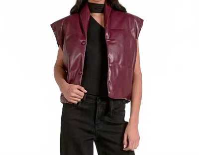 Elan High Collar Sleeveless Vest In Red In Burgundy