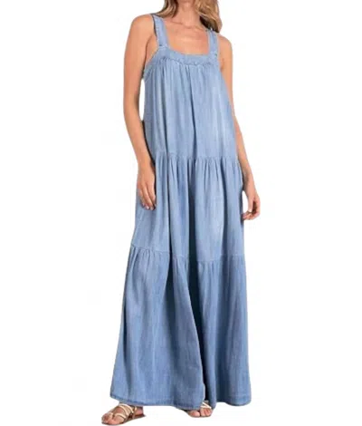 Elan High Neck Tiered Maxi Dress In Deep Blue