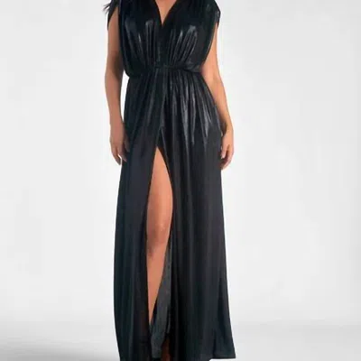 Elan High Slit Dress In Black