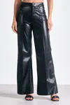 Elan Vegan Leather High Waist Flare Pants In Faux Black