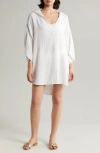 Elan Hooded Cotton Cover-up Tunic In White