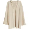 Elan Hooded Open Stitch Cover-up Cardigan In Natural