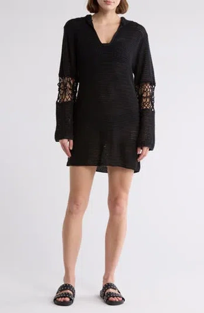 Elan Hooded Open Stitch Cover-up Tunic