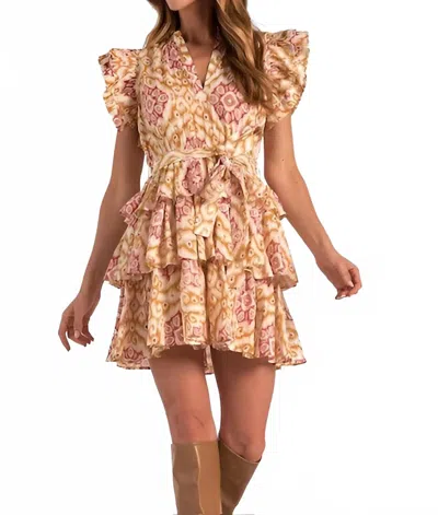 Elan Ikat Print Wrap Dress In Pink/orange In Multi