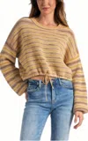 Elan International Striped Sweater In Yellow In Brown