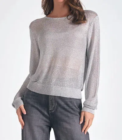Elan Iris Top Sweater In Silver