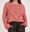 Elan Ivy Cutout Sweater In Peach In Pink