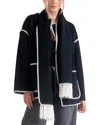 Elan Jacket With Top Stitch And Removeable Scarf In Black