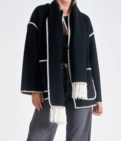 ELAN JACKET WITH TOP STITCH IN BLACK