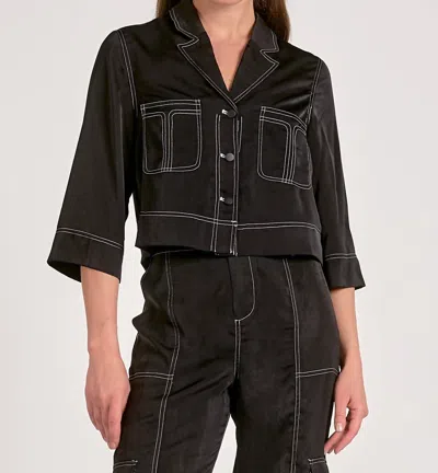 Elan Jackie Button Up In Black