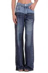 Elan Jade High Rise Sweatpant Jean In Denim 2 Tone In Blue