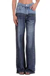 Elan Jade High Rise Sweatpant Jean In Denim 2 Tone In Blue