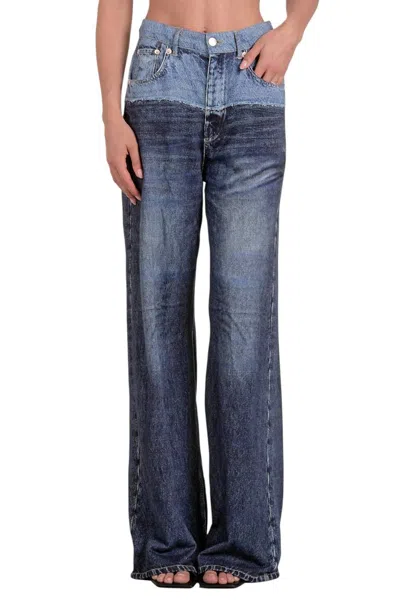 ELAN JADE SWEATPANT JEAN IN DENIM TWO-TONE
