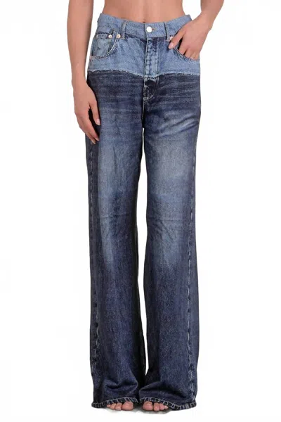 Elan Jade Sweatpant Jeans In Denim Two Tone In Multi