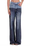 Elan Jade High Rise Sweatpant Jean In Denim 2 Tone In Blue
