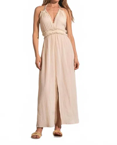 Elan Jayde Halter Maxi Dress In Sand In Neutral