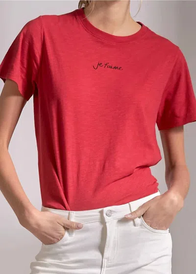 Elan Je T'aime Short Sleeve Tee In Red